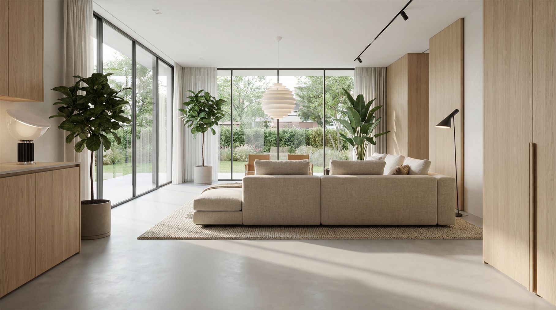 Luxe woonkamer met gietvloer en vloerverwarming